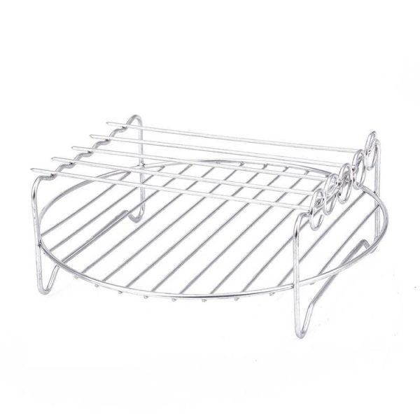 Air Electric Fryer Accessories 304 Stainless Steel 9 Inch Double Barbecue Bread Steaming Rack Round 22x22cm - Image 2