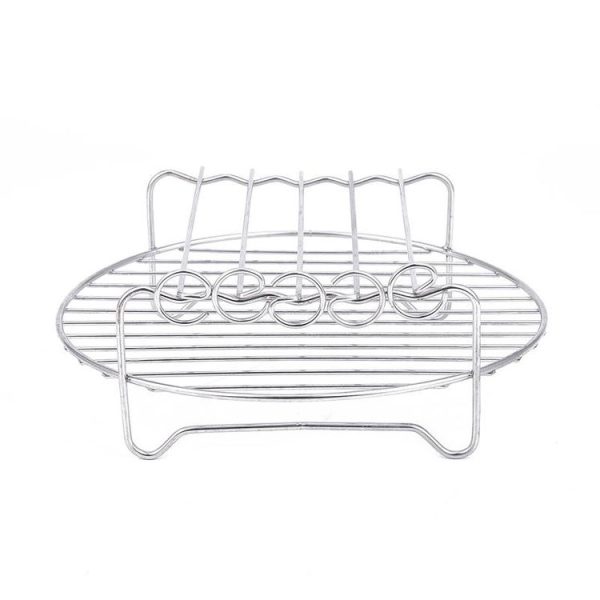 Air Electric Fryer Accessories 304 Stainless Steel 9 Inch Double Barbecue Bread Steaming Rack Round 22x22cm - Image 4
