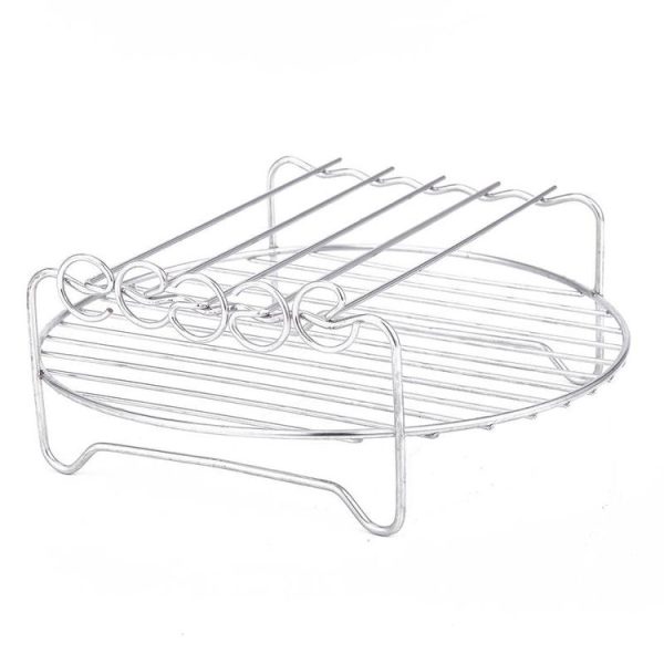 Air Electric Fryer Accessories 304 Stainless Steel 9 Inch Double Barbecue Bread Steaming Rack Round 22x22cm - Image 5
