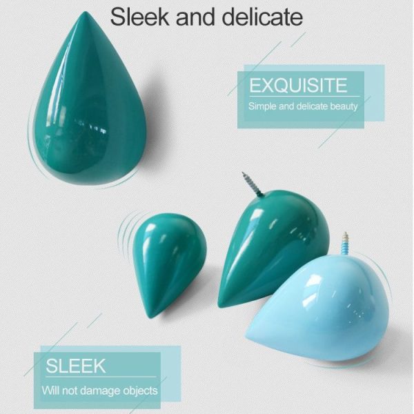 Creative Water Droplets Wall Hooks Home Decoration Resin Mural 3D Coat Hook Single Hooks Wall Hanger, Size: Big Size (White) - Image 5