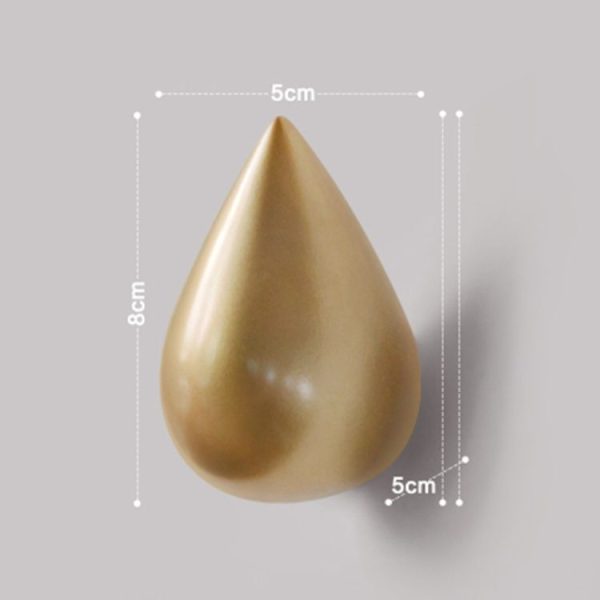 Creative Water Droplets Wall Hooks Home Decoration Resin Mural 3D Coat Hook Single Hooks Wall Hanger, Size: Small Size (Gold) - Image 3