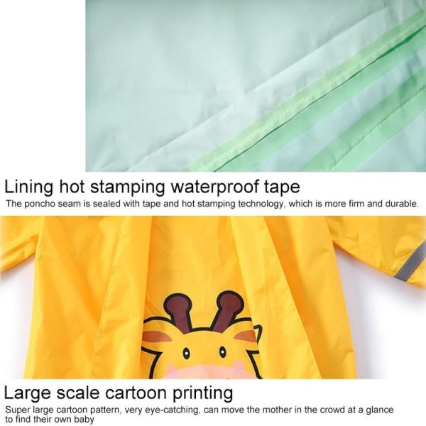 Kids Cartoon Animal Waterproof Jumpsuit Raincoat Boys Girls Children Rainwear Hooded Raincoat Suit, Size: S (Yellow) - Image 3