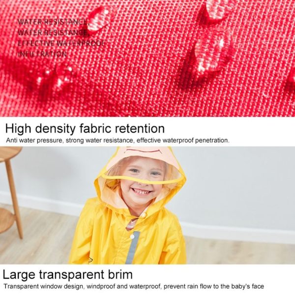 Kids Cartoon Animal Waterproof Jumpsuit Raincoat Boys Girls Children Rainwear Hooded Raincoat Suit, Size: S (Yellow) - Image 5