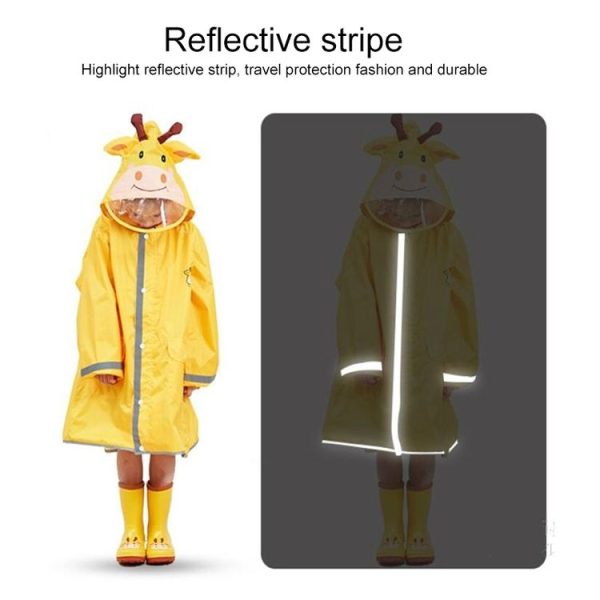 Kids Cartoon Animal Waterproof Jumpsuit Raincoat Boys Girls Children Rainwear Hooded Raincoat Suit, Size: S (Yellow) - Image 6