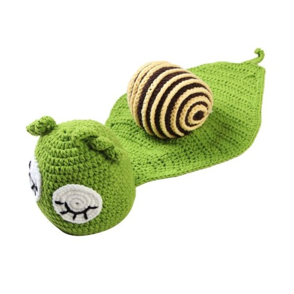 Green Snail White Eyes Newborn Baby Photography Clothes Hand Knitting Hundred Days Baby Photograph Props - Image 2