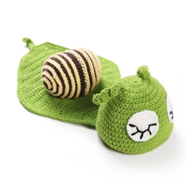 Green Snail White Eyes Newborn Baby Photography Clothes Hand Knitting Hundred Days Baby Photograph Props - Image 4