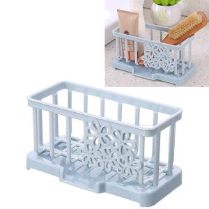 Simple Plastic Drain Rack Kitchen Supplies Sponge Storage Rack Storage Rack (Light Blue)