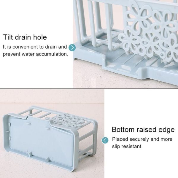 Simple Plastic Drain Rack Kitchen Supplies Sponge Storage Rack Storage Rack (Light Blue) - Image 3