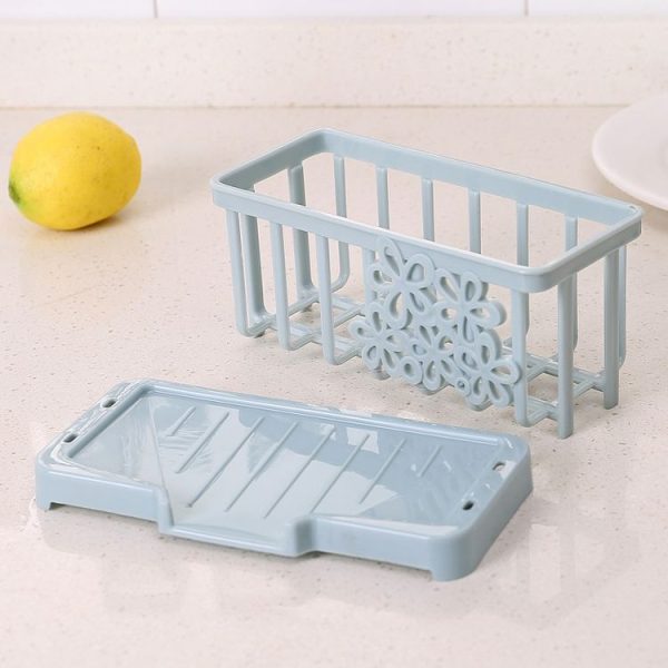 Simple Plastic Drain Rack Kitchen Supplies Sponge Storage Rack Storage Rack (Light Blue) - Image 4