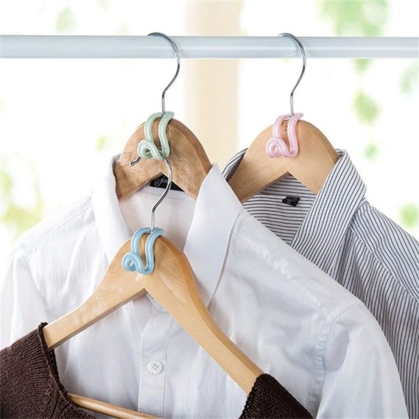 5PCS Useful Mini Clothes Hanger Plastic Home Easy Hook Closet Organizer Storage Rack Holder Hook DIY Clothes Hanger (Green) - Image 10