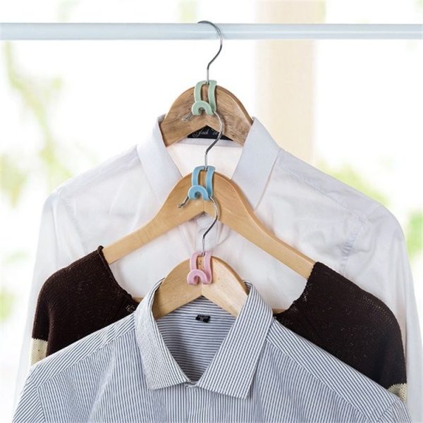 5PCS Useful Mini Clothes Hanger Plastic Home Easy Hook Closet Organizer Storage Rack Holder Hook DIY Clothes Hanger (Green) - Image 9