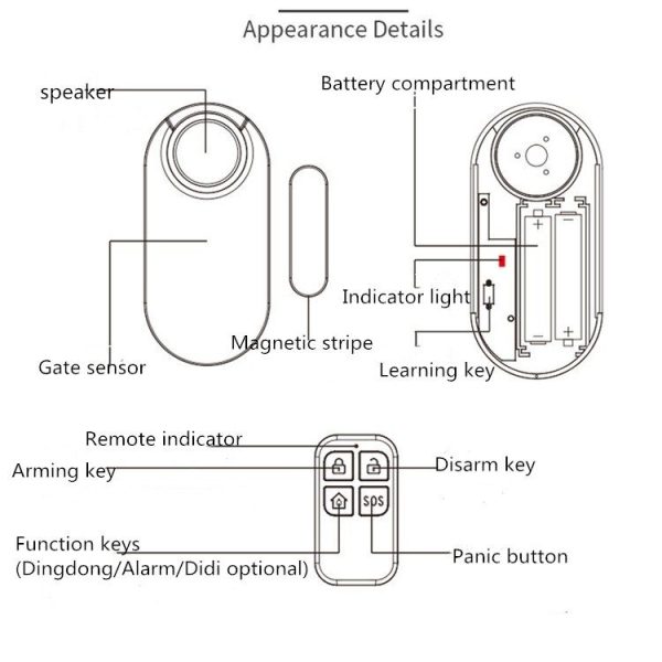 MC-02 Household Door And Window Anti-theft Alarm Remote Control Wireless Door Magnetic Alarm - Image 7