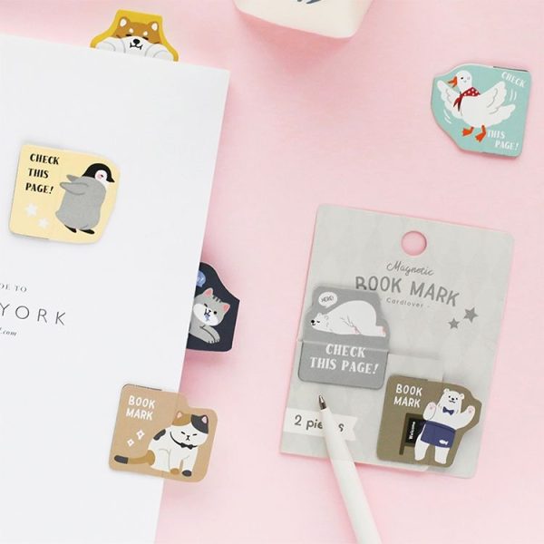 2 PCS Creative Cute Cartoon Magnet Bookmark Small Animal Book Page Folder (Penguin) - Image 6