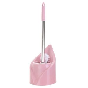 Triangle Shape Base Stainless Steel Long Handle Toilet Brush Toilet Cleaning Brush (Pink)