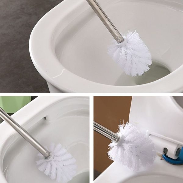 Triangle Shape Base Stainless Steel Long Handle Toilet Brush Toilet Cleaning Brush (Pink) - Image 10