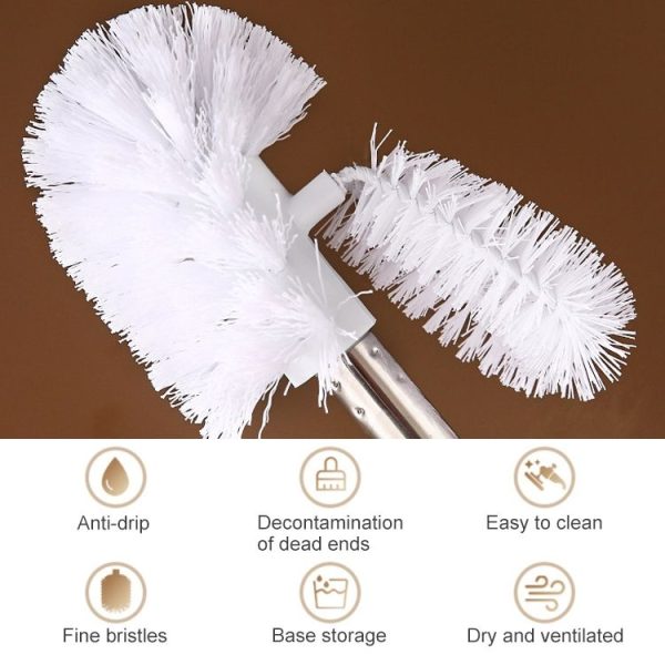 Triangle Shape Base Stainless Steel Long Handle Toilet Brush Toilet Cleaning Brush (Pink) - Image 3
