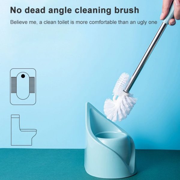 Triangle Shape Base Stainless Steel Long Handle Toilet Brush Toilet Cleaning Brush (Pink) - Image 5