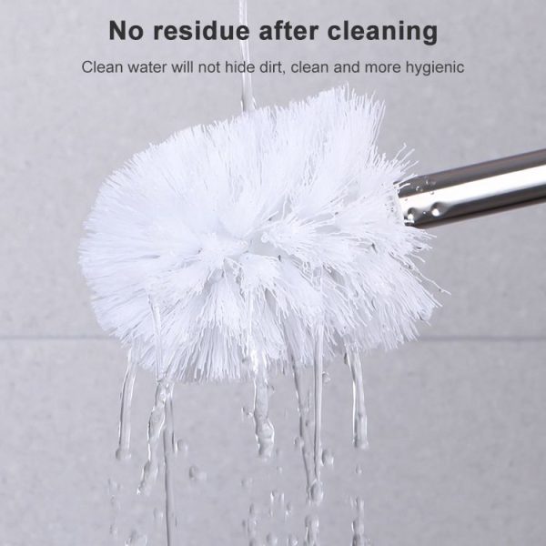 Triangle Shape Base Stainless Steel Long Handle Toilet Brush Toilet Cleaning Brush (Pink) - Image 6