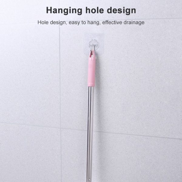Triangle Shape Base Stainless Steel Long Handle Toilet Brush Toilet Cleaning Brush (Pink) - Image 7
