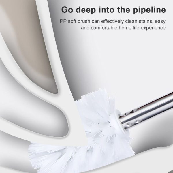 Triangle Shape Base Stainless Steel Long Handle Toilet Brush Toilet Cleaning Brush (Pink) - Image 9