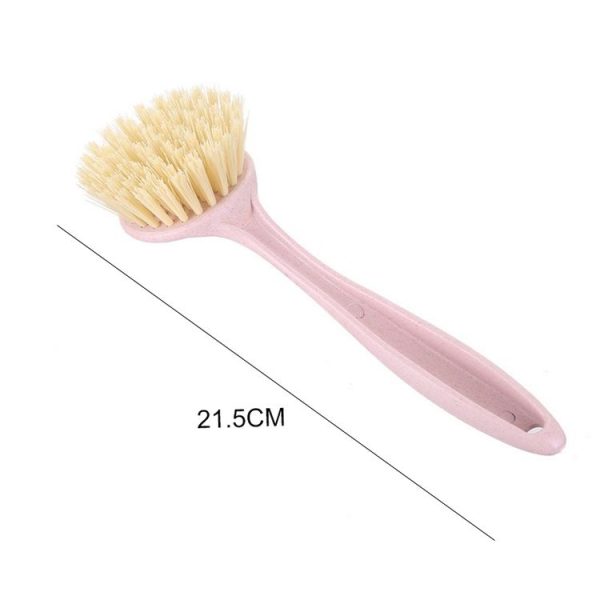Long Handle Can Be Hung Soft Brush Wheat Straw Cleaning Decontamination Brush Kitchen Cleaning Utensils (Pink) - Image 2