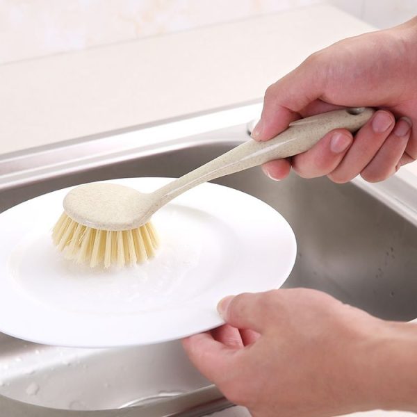 Long Handle Can Be Hung Soft Brush Wheat Straw Cleaning Decontamination Brush Kitchen Cleaning Utensils (Pink) - Image 6