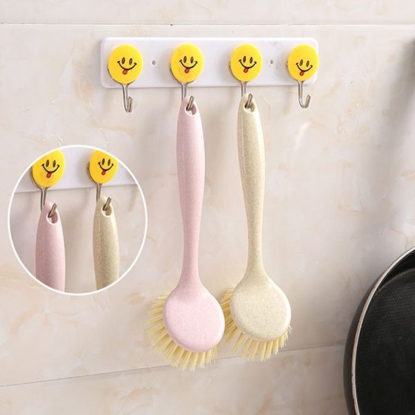 Long Handle Can Be Hung Soft Brush Wheat Straw Cleaning Decontamination Brush Kitchen Cleaning Utensils (Pink) - Image 8