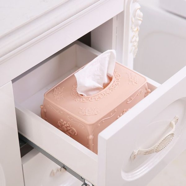 Creative Simple Carved Tissue Box Living Room Home Desktop Coffee Table Tissue Box (Blue) - Image 5