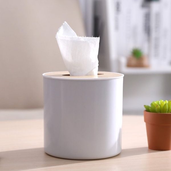 Household Round Creative Modern Simple Wooden Tissue Box