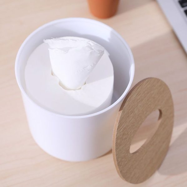 Household Round Creative Modern Simple Wooden Tissue Box - Image 2