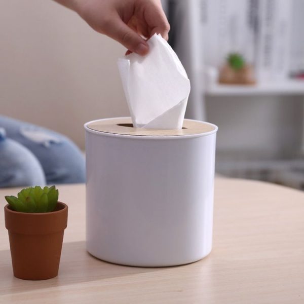 Household Round Creative Modern Simple Wooden Tissue Box - Image 3