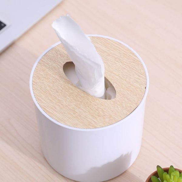 Household Round Creative Modern Simple Wooden Tissue Box - Image 4