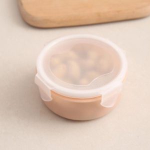 Portable Mini Lunch Box Student Bento Box Refrigerator Sealed Food Preservation Box (Round Pink)