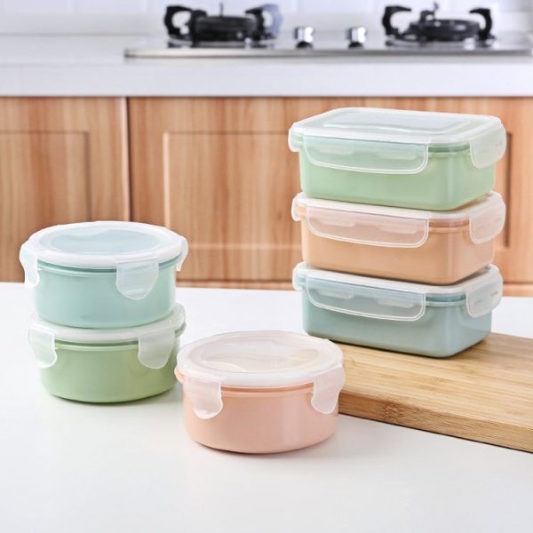 Portable Mini Lunch Box Student Bento Box Refrigerator Sealed Food Preservation Box (Round Pink) - Image 4