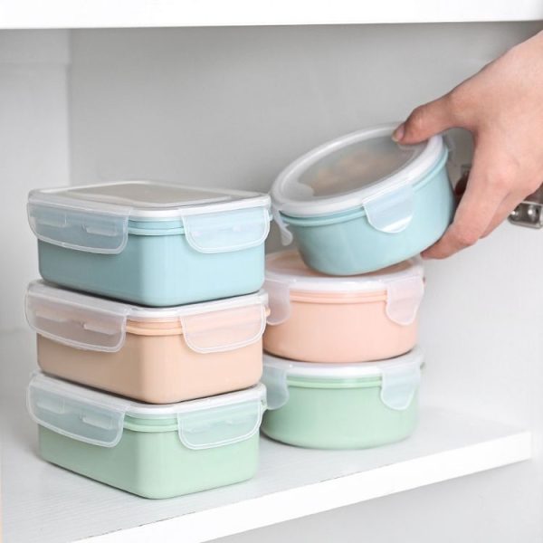 Portable Mini Lunch Box Student Bento Box Refrigerator Sealed Food Preservation Box (Round Pink) - Image 6