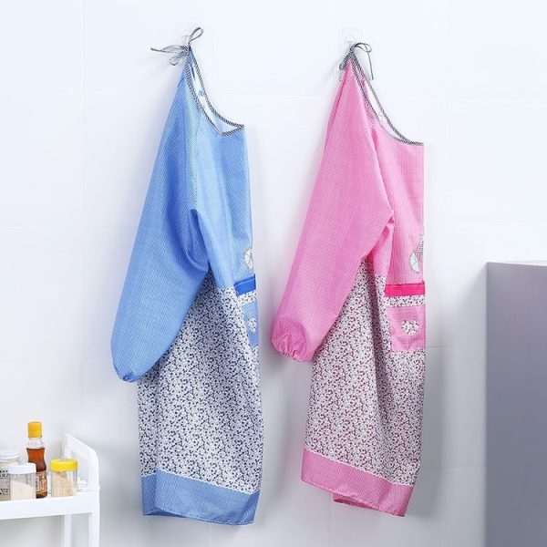 Kitchen Anti-fouling Oil-proof Adult Gowns Home Apron, with Long Sleeve (Blue) - Image 4