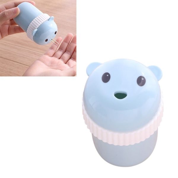 Household Cute Cartoon Toothpick Holder Portable Restaurant Hotel Toothpick Can Box ( Blue)
