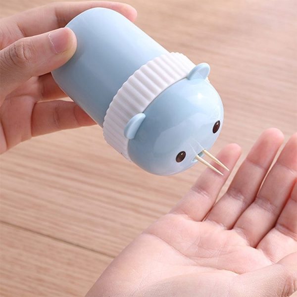 Household Cute Cartoon Toothpick Holder Portable Restaurant Hotel Toothpick Can Box ( Blue) - Image 5