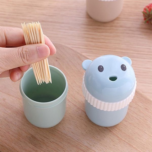 Household Cute Cartoon Toothpick Holder Portable Restaurant Hotel Toothpick Can Box ( Blue) - Image 7
