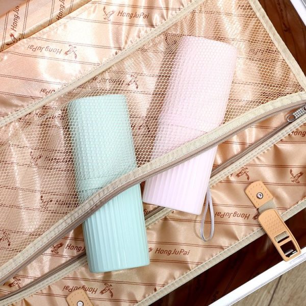 Simple Portable Travel Toothpaste Toothbrush Storage Box with Cover & Lanyard (Pink) - Image 5