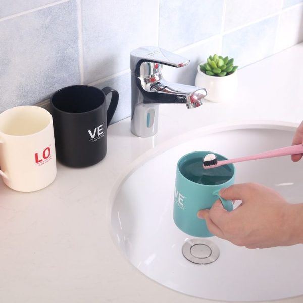 Creative Minimalist Bathroom Couple Wash Cup (Pink) - Image 8