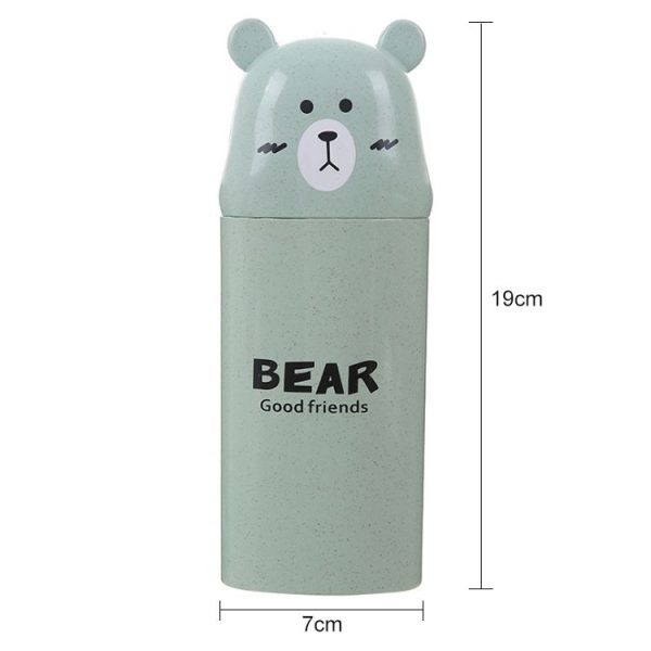 Cute Cartoon Bear Wash Cup Portable Cover Toothbrush Toothpaste Storage Box (Green) - Image 2