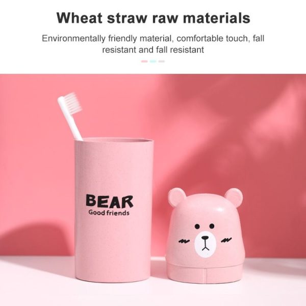 Cute Cartoon Bear Wash Cup Portable Cover Toothbrush Toothpaste Storage Box (Green) - Image 5