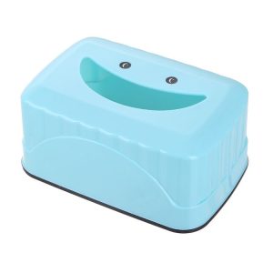 Cute Smiley Home Desktop Plastic Tissue Box (Blue)