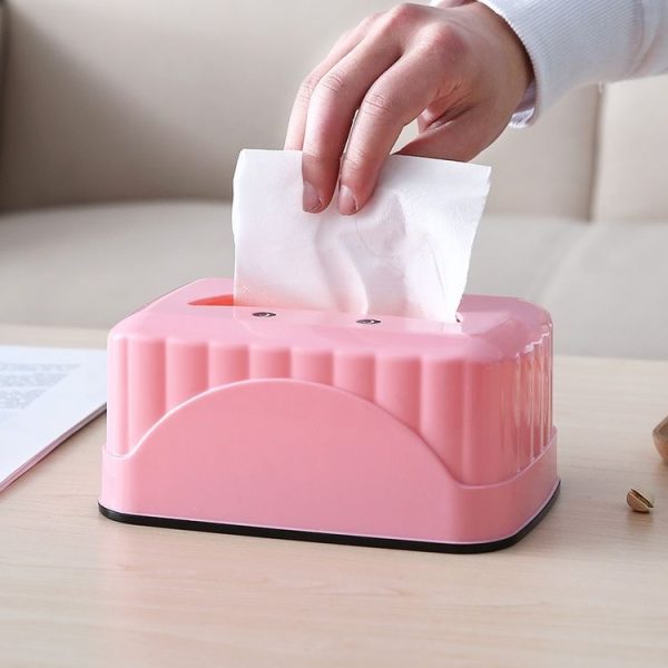 Cute Smiley Home Desktop Plastic Tissue Box (Blue) - Image 5