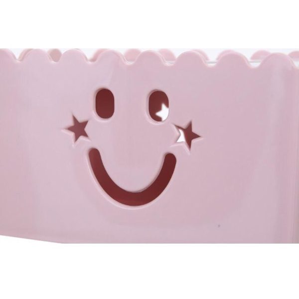 Cute Cartoon Multi-function Flip-style Smiley Tissue Box Living Room Dining Room Tissue Paper Storage Box (Pink) - Image 4