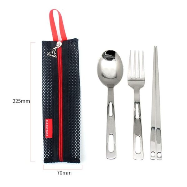 Outdoor Tableware Set Camping Travel Portable Single Tableware Combination Three-piece - Image 3