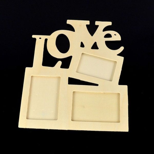 Children DIY Wooden Siamese Letters White Embryo Snowflake Mud Photo Frame, Frame size: 19.5cmx16.5cm - Image 3