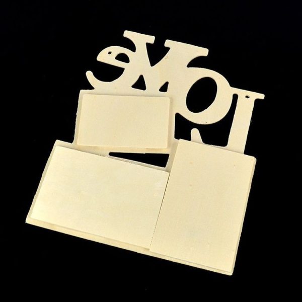 Children DIY Wooden Siamese Letters White Embryo Snowflake Mud Photo Frame, Frame size: 19.5cmx16.5cm - Image 4