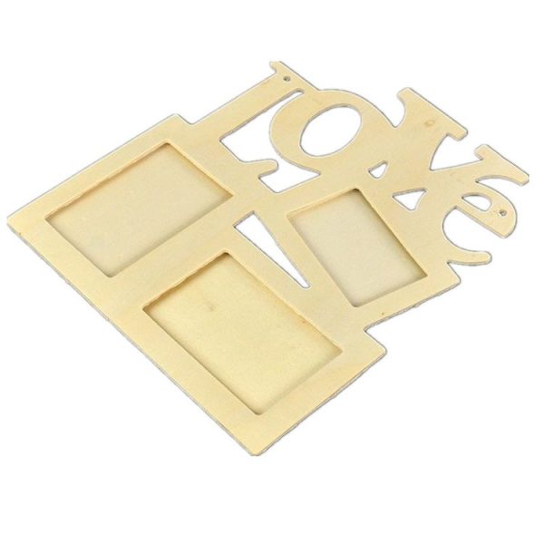 Children DIY Wooden Siamese Letters White Embryo Snowflake Mud Photo Frame, Frame size: 19.5cmx16.5cm - Image 5